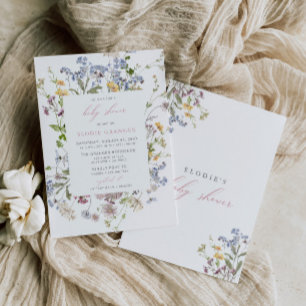 Wildflower Baby Shower Invitation Girl Boho Pink