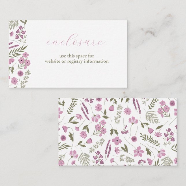 Wildflower Baby Shower Invitation Insert - Purple (Front/Back)