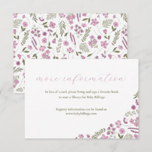 wildflower baby shower invitation insert - purple