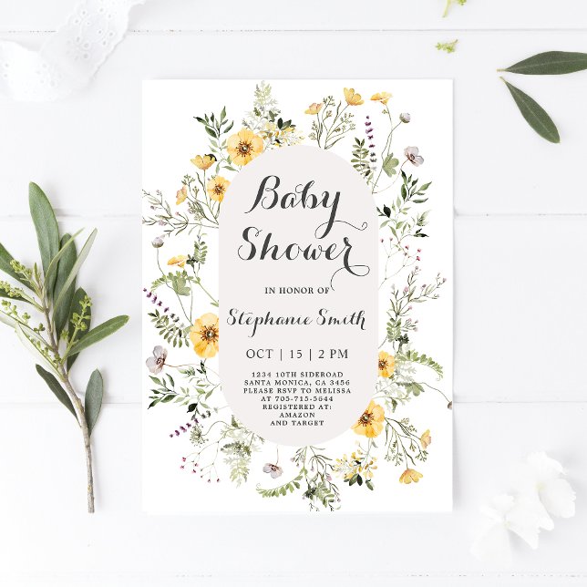 Wildflower Baby Shower Invitation Template, Floral (Creator Uploaded)