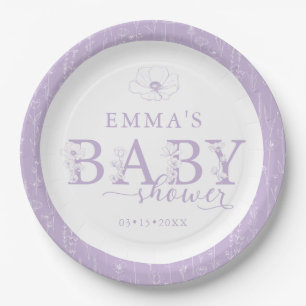 Wildflower Baby Shower   Lavender Floral Plate