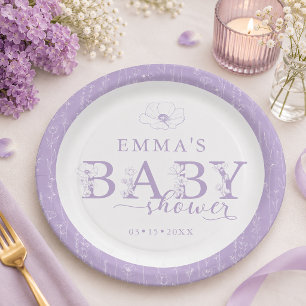 Wildflower Baby Shower   Lavender Floral Plate