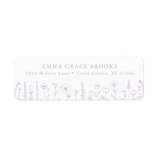 Wildflower Baby Shower Lavender Return Address (Front)