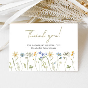 Wildflower Baby Shower Minimalist Thank You Card