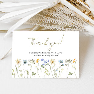 Wildflower Baby Shower Minimalist Thank You Card