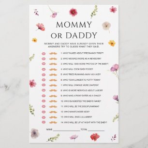 Wildflower Baby Shower Mummy or Daddy Game