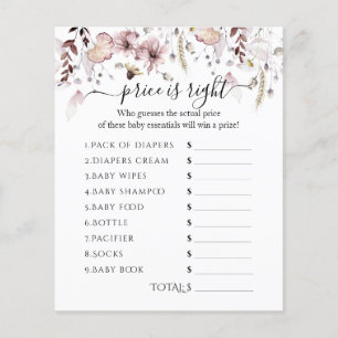 Wildflower Baby Shower price is right game