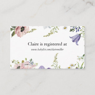 Wildflower Baby Shower Registry Enclosure Card