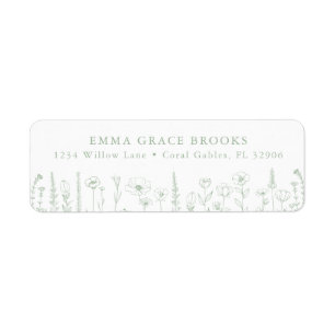Wildflower Baby Shower Sage Green Return Address