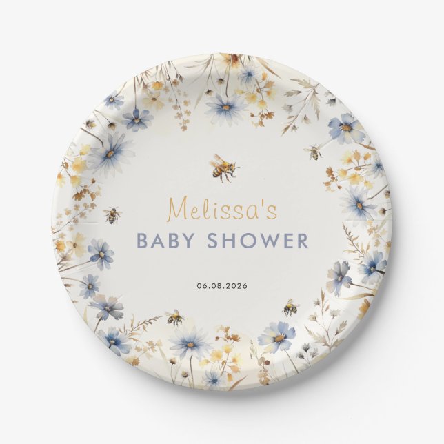 Wildflower Baby Shower Spring  Paper Plate (Front)