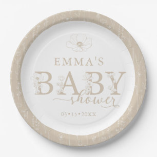 Wildflower Baby Shower   Taupe Floral Plate