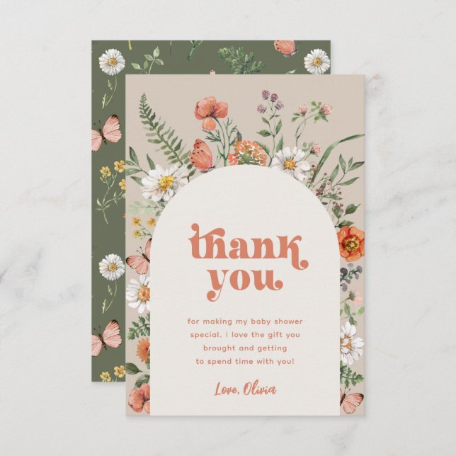Wildflower Baby Shower Thank You Card (Front/Back)