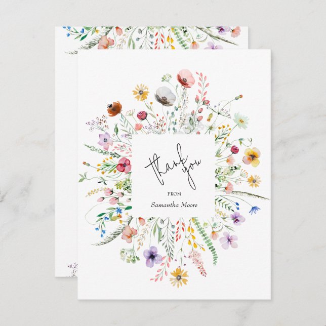 Wildflower Baby Shower Thank You Card (Front/Back)