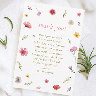 Wildflower Baby Shower Thank You Card