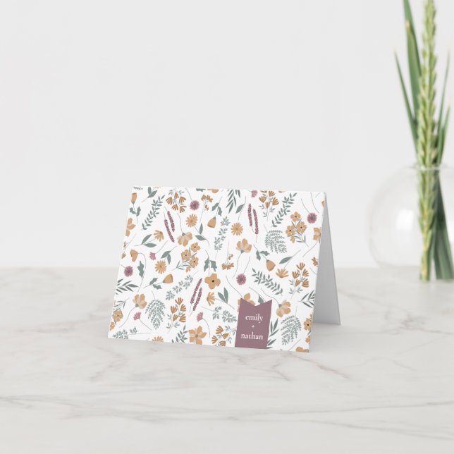 Wildflower Baby Shower Thank You Card - Orange (Front)