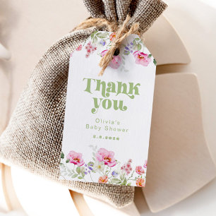 Wildflower baby shower thank you gift tags