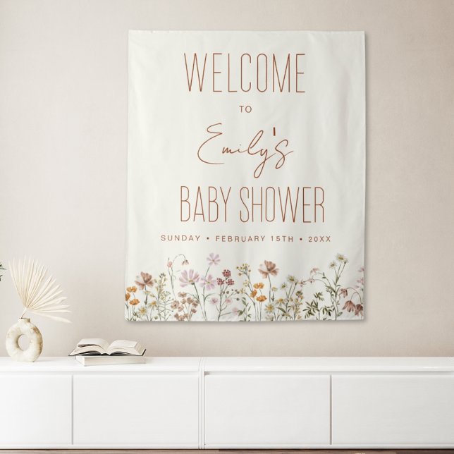 Wildflower Baby Shower Welcome Sign In Bloom Tapestry (Creator Uploaded)