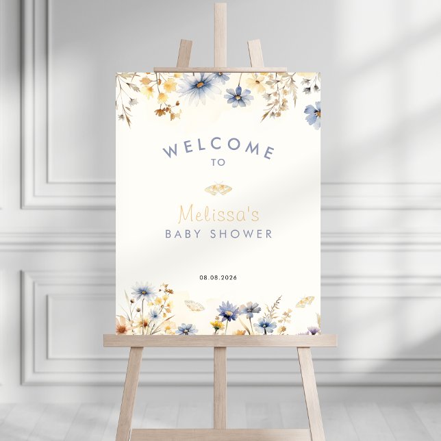 Wildflower Baby Shower Welcome Sign - Spring Theme (Wildflower baby shower welcome sign)