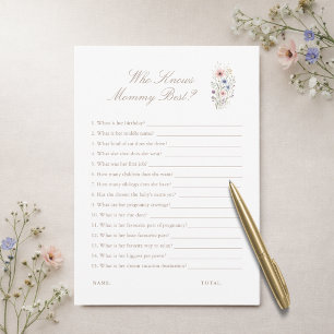 Wildflower Baby Shower Who Knows Mummy Best Card