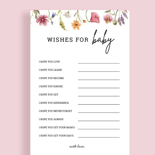 Wildflower Baby Shower Wishes For Baby Advice Card (Creator Uploaded)