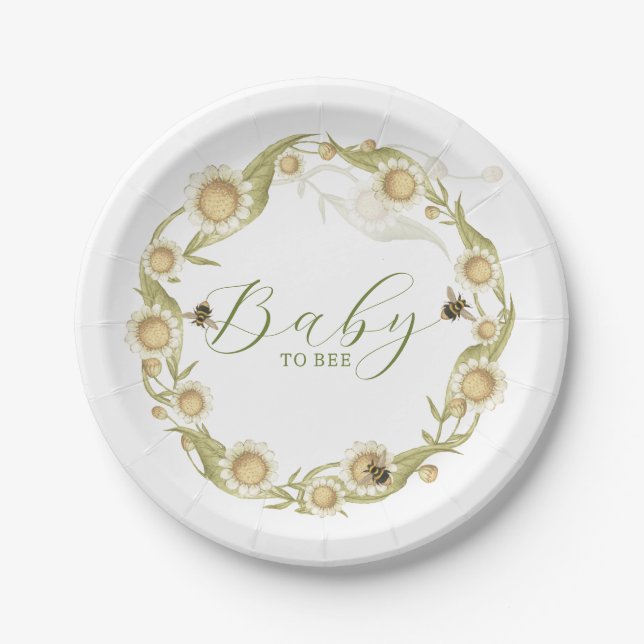 Wildflower Baby to Bee Baby Shower Paper Plate (Front)