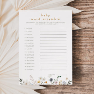 Wildflower Baby Word Scramble Downloadable Card