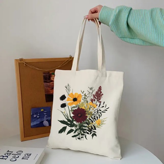 Wildflower Bag, Floral Birthday Gift for Her Tote Bag (wildflower Gift for mom, girl, women, Mothers day gift, Graduation gift, birthday gift for her)