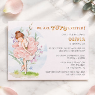 Wildflower Ballerina TuTu Excited Birthday Party Invitation