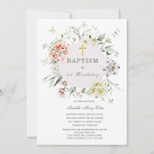 Wildflower Baptism and First Birthday Invitation