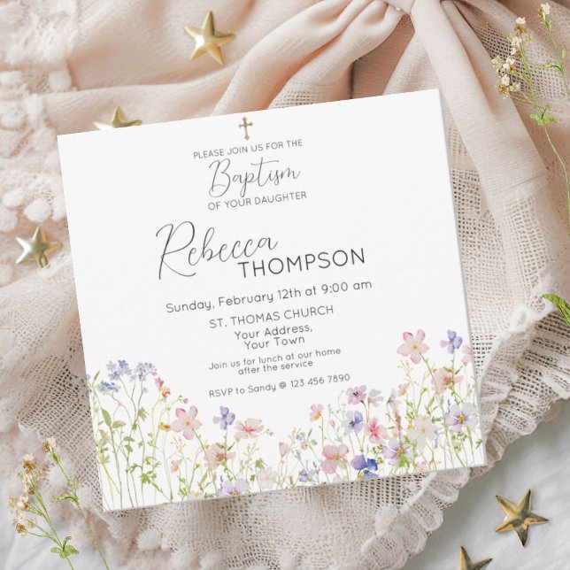 Wildflower Baptism Girl Invitation (Creator Uploaded)