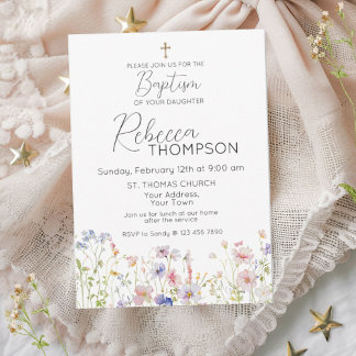 Wildflower Baptism Girl Invitation