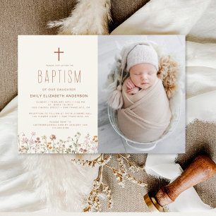 Wildflower Baptism Photo Garden In Bloom Invitation