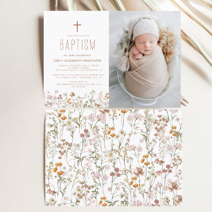 Wildflower Baptism Photo Garden In Bloom Invitation