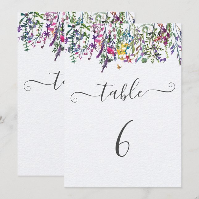 Wildflower Baptism Seating Chart Table Number (Front/Back)