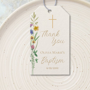 Wildflower Baptism Thank You  Gift Tags
