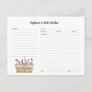Wildflower Basket Recipe Card template