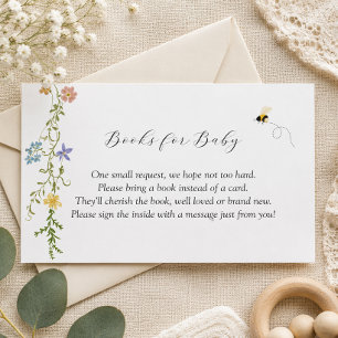 Wildflower Bee Baby Shower Books for Baby Card
