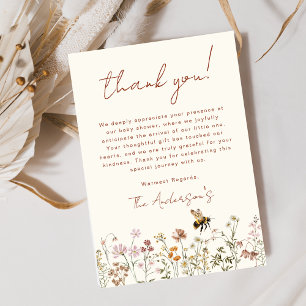 Wildflower Bee Baby Shower Thank You Card