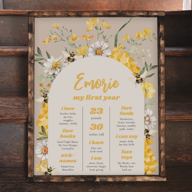 Wildflower Bee Birthday Milestone Poster (Creator Uploaded)