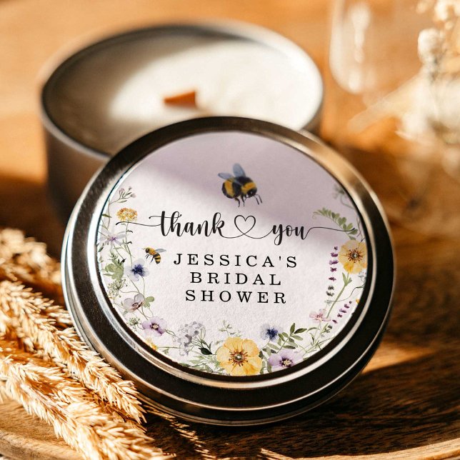 Wildflower Bee Bridal Shower Round Sticker (Creator Uploaded)