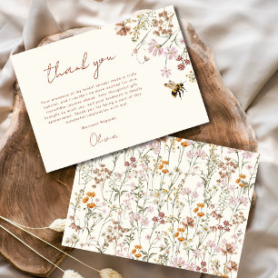 Wildflower Bee Bridal Shower Thank You Card