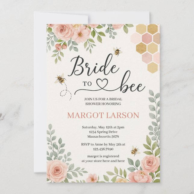 Wildflower Bee Bride To Bee Bridal Shower  Invitation (Front)