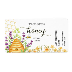 Wildflower Beehive Honey Jar Label