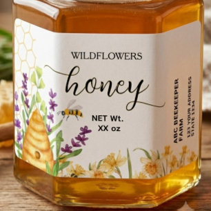 Wildflower Beehive Honey Jar Label
