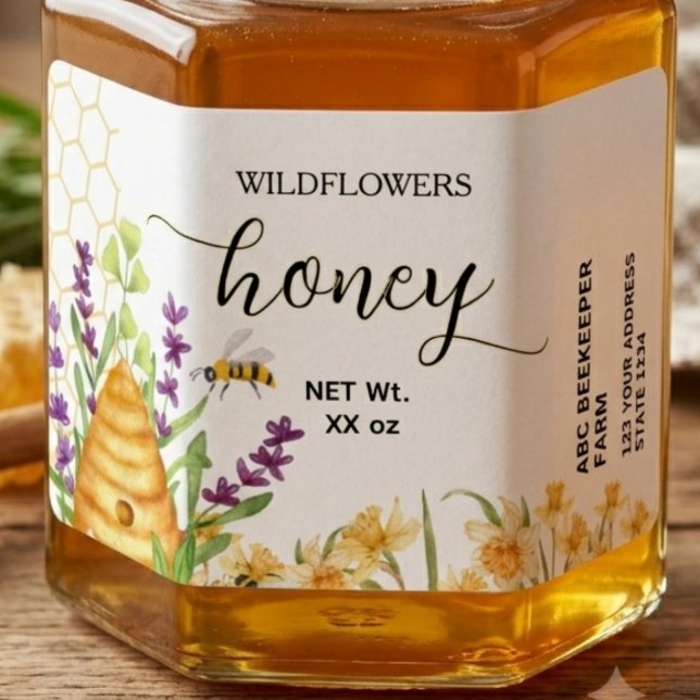 Wildflower Beehive Honey  Jar Label (Creator Uploaded)