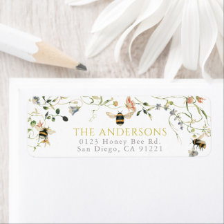 Wildflower & Bees Watercolor Return Address
