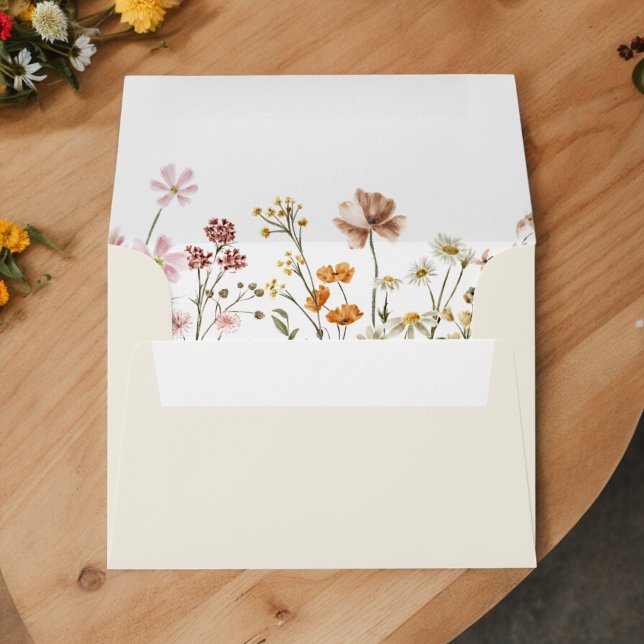 Wildflower Beige Boho Wedding Terracotta Garden Envelope (Creator Uploaded)