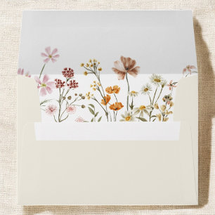 Wildflower Beige Boho Wedding Terracotta Garden Envelope