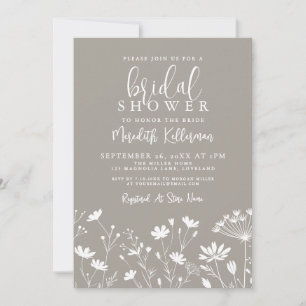 Wildflower Beige Bridal Shower Invitation