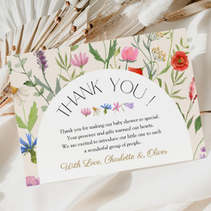 Wildflower Beige Floral Baby Shower Thank You Card